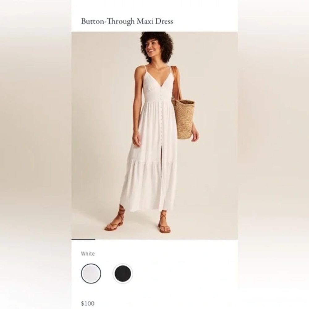 Abercrombie White Button-Through Midaxi Dress